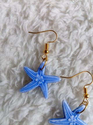 Orecchini a stella blu e dorati