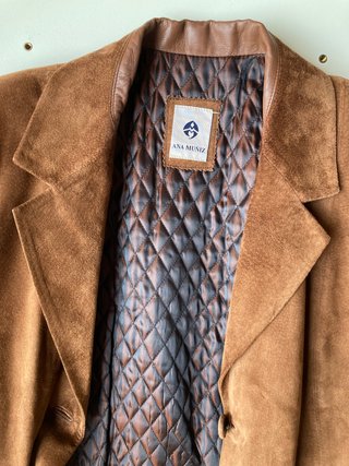 Cappotto in pelle scamosciata marrone ANA MUNIZ da donna
