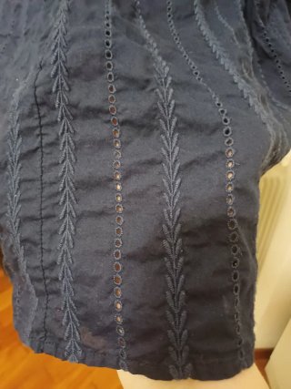 Blusa curvy pizzo cotone blu