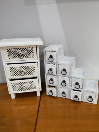 Lote de 2 muebles organizador de mesa blanco