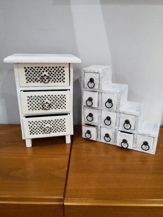 Lote de 2 muebles organizador de mesa blanco