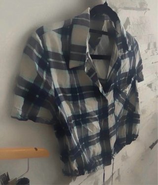 Camisa corta cuadros mujer