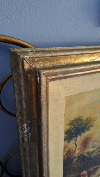 Dipinto antico su tela con cornice in legno