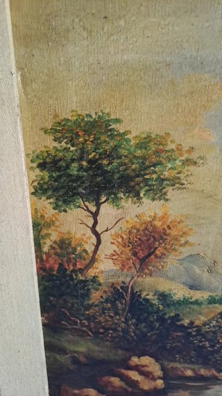 Dipinto antico su tela con cornice in legno