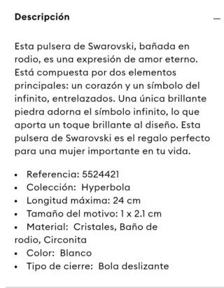 Pulsera "Swarovski" Corazón Infinito