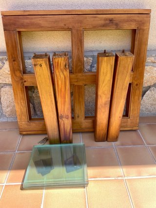 Mesa de comedor extensible madera y cristal