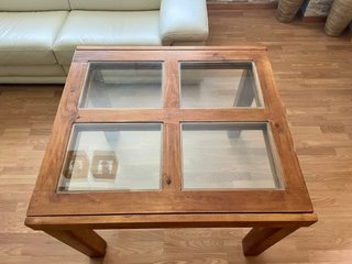 Mesa de comedor extensible madera y cristal