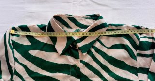 Camicia Satinata Zebrata Verde e Panna Taglia M L