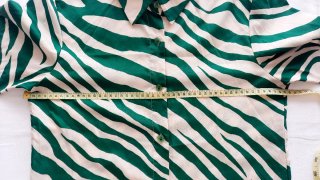 Camicia Satinata Zebrata Verde e Panna Taglia M L