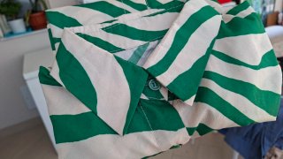 Camicia Satinata Zebrata Verde e Panna Taglia M L