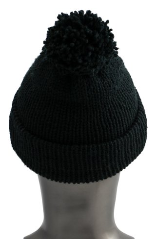 Gorro lana tejido a mano con pompón