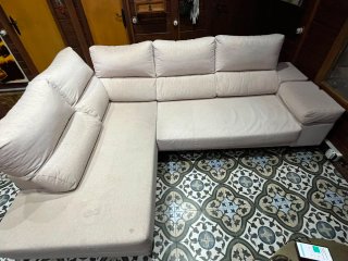 Sofá modular beige tela extensible
