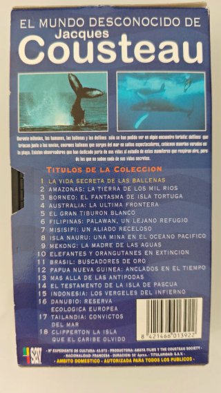 VHS EL MUNDO DESCONOCIDO DE JACQUES COUSTEAU