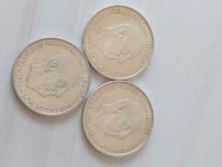 3 Monedas 100 Pesetas 1966 Plata