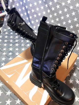 Botas Zara Cuero Negras Talla 37