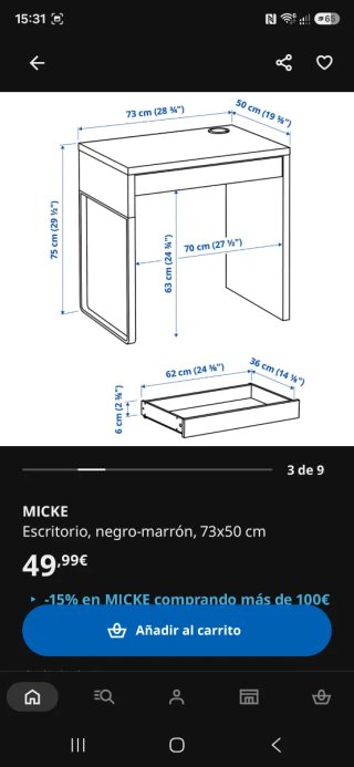Escritorio Ikea Micke Negro