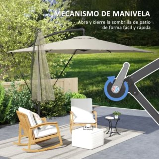 Sombrilla beige y negra