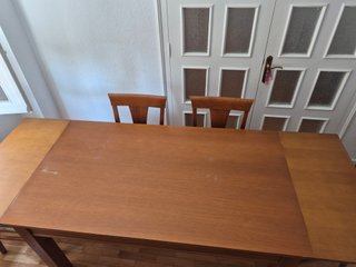 Mesa comedor extensible roble + 6 sillas