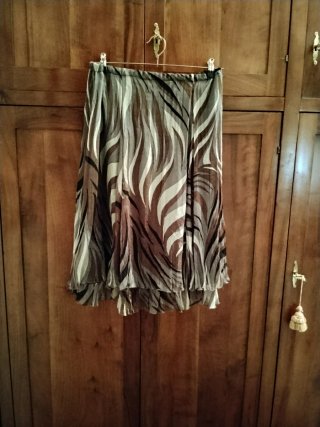 Gonna in Seta 100% Beige e Marrone