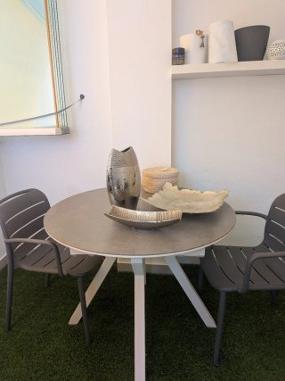 Centro de mesa metal beige/plata