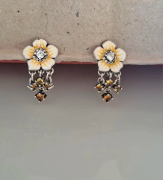 Pendientes Plata Art Nouveau! Margarita esmaltada.