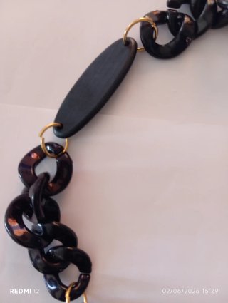 Collana con catena a maglie nere e ovali