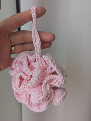 Conjunto Croché Rosa - Esponja e Porta-Sabonete