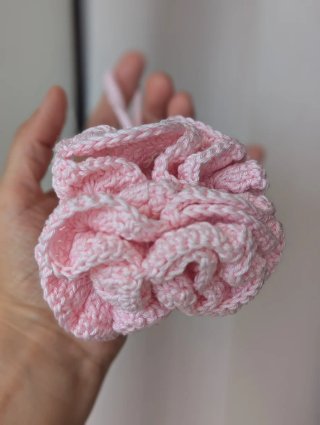 Conjunto Croché Rosa - Esponja e Porta-Sabonete