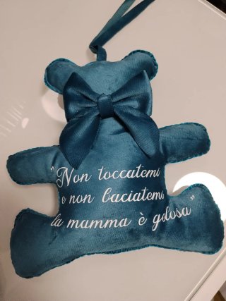 Orsetto artigianale in velluto con frase