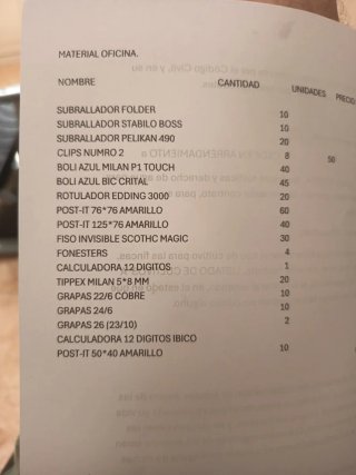 Material de oficina: calculadoras, rotuladores, et