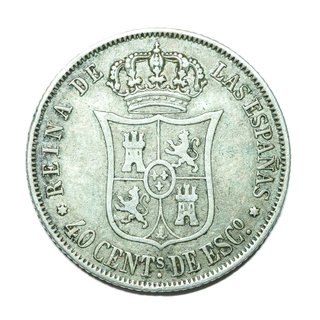 Moneda 40 céntimos de escudo 1866 Isabel II