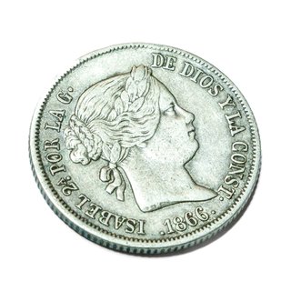 Moneda 40 céntimos de escudo 1866 Isabel II