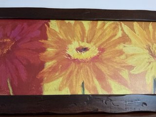 Cuadro Flores Marco Madera Artesanal