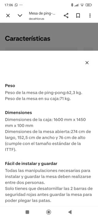 Mesa Ping Pong Decathlon Plegable
