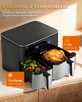 SIN ABRIR Freidora Aire Doble Cesta 4L + 7L 2600W