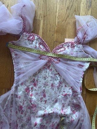 Vestido fiesta corsé rosa y blanco