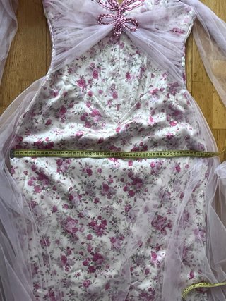 Vestido fiesta corsé rosa y blanco