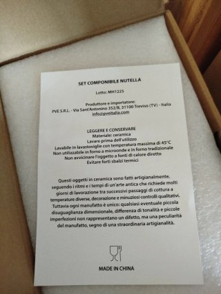 Set colazione Nutella in ceramica