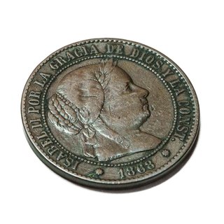 Moneda 2 1/2 céntimos de escudo 1868 Isabel II