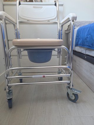 Silla Ducha WC con Ruedas y Pies Abatibles