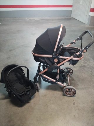 Cochecito y Silla de Coche Negro