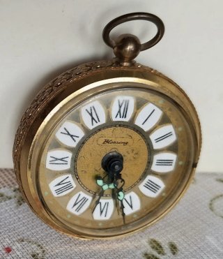 Reloj de mesa Blessing, vintage, dorado