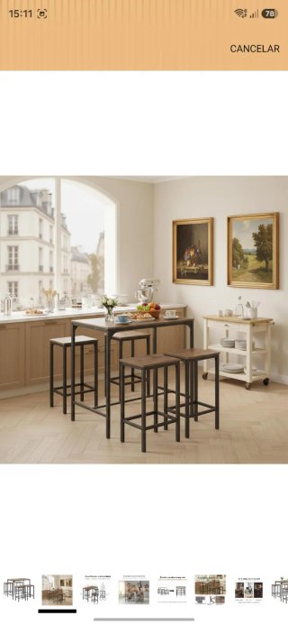 Mesa de comedor y 4 taburetes