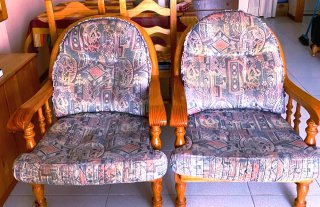 Sofá madera pino rústico tela estampado