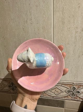 Plato joyero Llama Rosa y Blanco