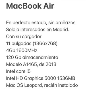 MacBook Air A1465 2013 Plata