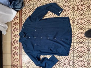 Camisa H&M Azul Marino XL Algodón Doble Bolsillo