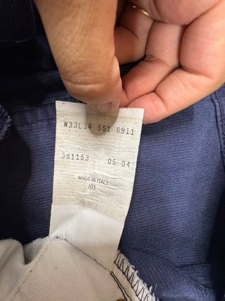 Levi's 551 Velluto Blu Marino Made in Italy '90