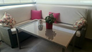 Conjunto de jardín ratán y cristal