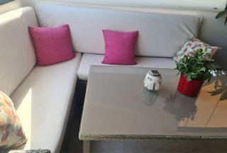 Conjunto de jardín ratán y cristal